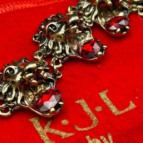 Kenneth Jay Lane Runway Red and Gold Lion Bracelet - Picture 3 of 15